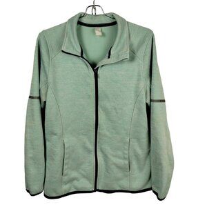 Womens M Mint Green Full Zip-Up Reflective Athletic Jacket With Pockets